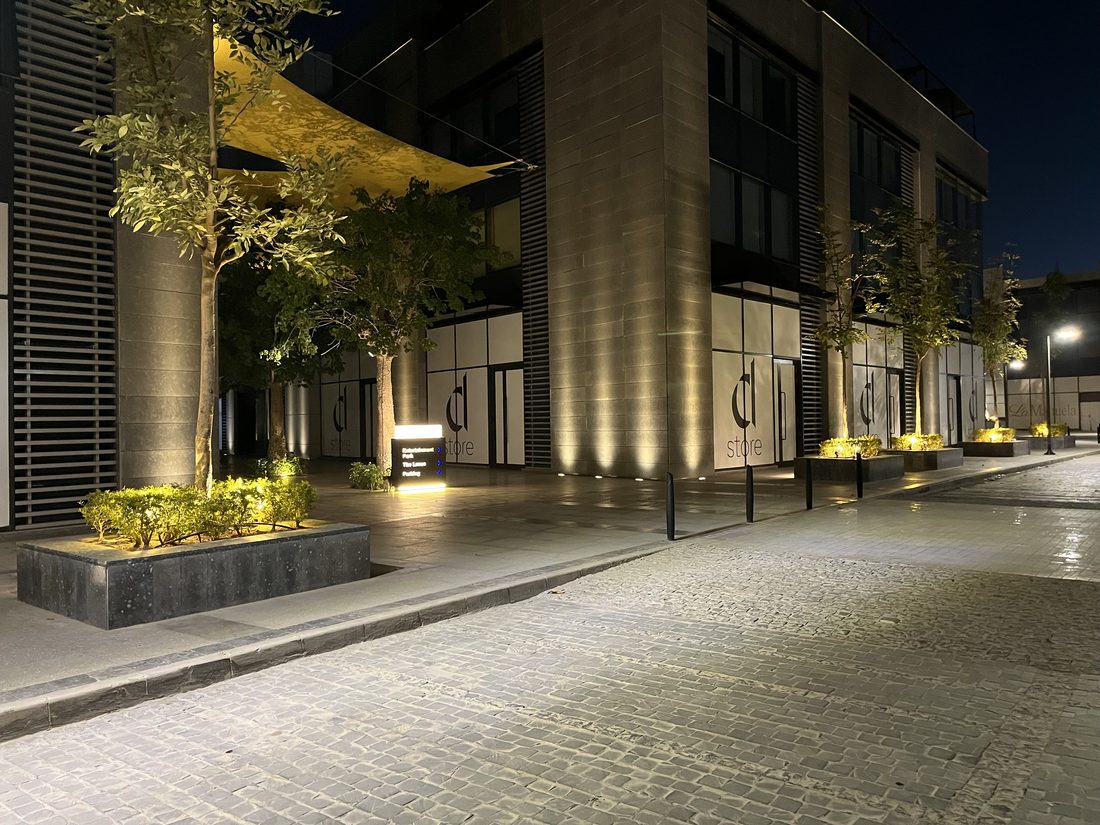 The retail street at night