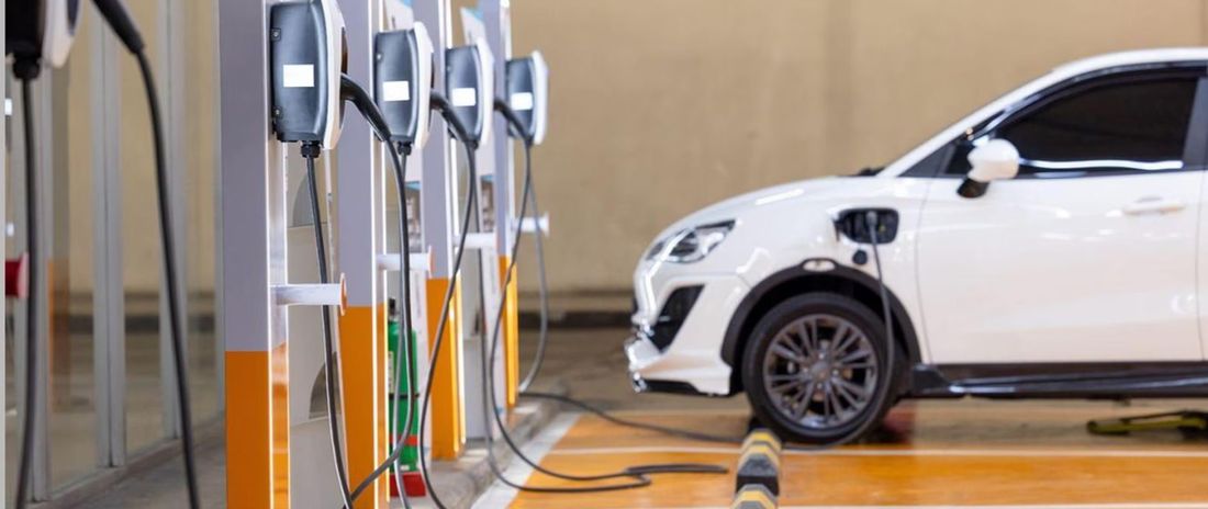 Electric vehicle charging bays in a SKYWALK car park