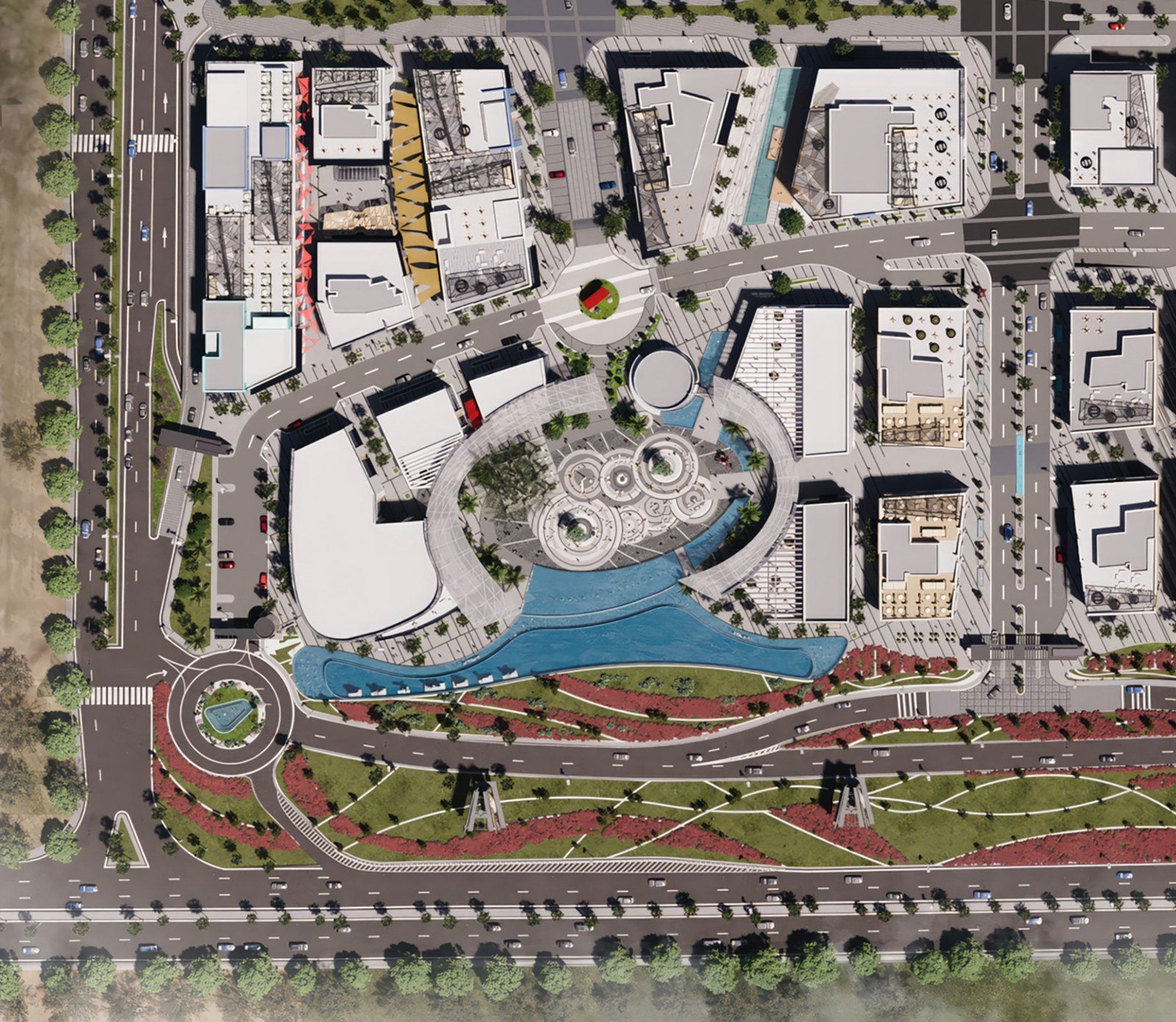 SKYWALK Phase 1 labeled masterplan — 17 buildings, ready to deliver